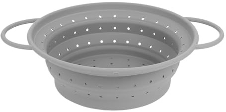 DUINIU 1 Piece Folding Drain Basket, Foldable Sieve Basket, Silicone Drainer, Kitchen Strainer, Multifunctional Fruit and Vegetable Sieve, Suitable for Kitchens and Restaurants (Grey)