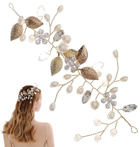 FAIRYGATE Serre Tête Mariage Cheveux Courts Vigne Fleur Elégant Coiffure Accessoires Cheveu Femme Bijoux de Fantaisie pour Femmes Lady Female et Woman Or X04719