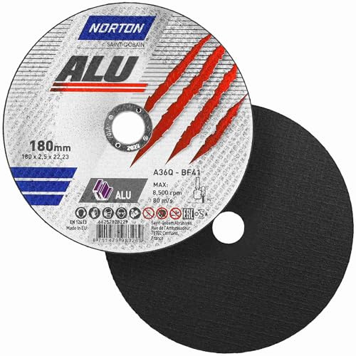 Disco da taglio Norton ALU A 36 Q ALU | Diametro disponibile: 180 x 2.5 x 22.23 mm - 1 pezzo