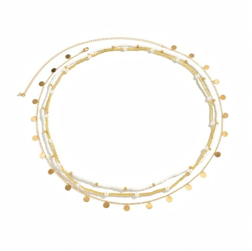 3 Pcs Layered Waist Chains for Women, Seed Bead & Faux Pearl Belly Chain Set with Gold Tone Copper Chain, Adjustable Body Jewelry for Beach, Festivals, Weddings & Summer Parties (Gold Color)