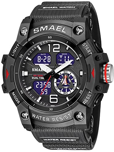Orologio sportivo da uomo con quadrante grande, militare, S-Shock, impermeabile, retroilluminazione, sveglia, cronometro Caratteristiche: robusto orologio da polso per allenamento, escursionismo e