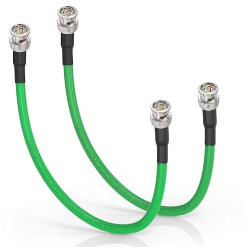 Superbat Cavo SDI 3G/6G/12G BNC 75 Ohm Maschio a Maschio Belden 1694A 30cm | Doppia Schermatura, Placcato Oro, 18AWG, 4K UHD/8K, 2 Pezzi, Verde, per Blackmagic, Telecamere, Convertitori, Monitor, CCTV