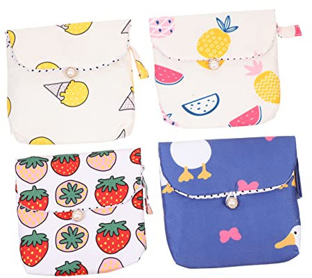 minkissy 4 Stück Aufbewahrungsbeutel Für Damenbinden Wechseltasche Mehrzweck-aufbewahrungstasche Tamponbehälter Kleine Behälter Steht Tasche Für Die Erste Periode Baumwolle
