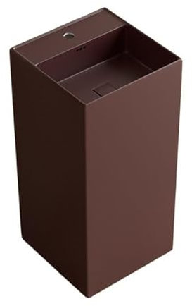DDKYHU Lavabo sur Pied carré pour Salle de Bain, lavabo sur Pied en céramique Moderne, lavabo sur Pied avec Trou de trop-Plein et égouttoir, lavabo sur Pied (Taille Unique)