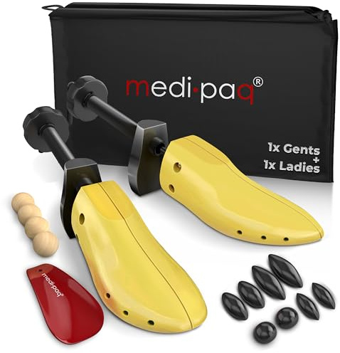 Medipaq Adjustable Shoe Stretchers- Plastic Shoe Trees, Cedar Balls & Storage Bag