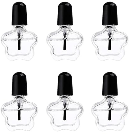 Upstore 6Pcs 5ml Empty Clear Glass Nail Polish Bottles with Black Brush Cap Refillable Nail Polish Vials Containers Sample Bottles for DIY Nail Art