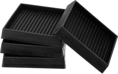 PATIKIL 3 Inch Rubber Furniture Pads, 4 Pack Non-Slip Furniture Coasters Square Anti Skid Caster Cups Furniture Feet Cup Floor Protectors for Bed Couch Stoppers, Black