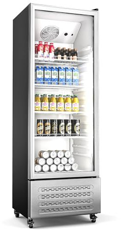Klarstein GrandCooler 270L Getränkekühlschrank - Doppelverglaste Tür, Aluminium-Tür, LED-Beleuchtung, Mechanischer Thermostat, 0 °C bis 10 °C, 4 Räder, Energieklasse B