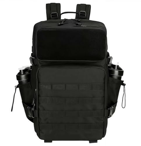 Militärischer taktischer Rucksack, Angelrucksack，taktischer Rucksack, Camping-Rucksack, große Kapazität, langlebiger wasserdichter Angel- und Jagdrucksack aus Nylon, geeignet zum Wandern(Schwarz)