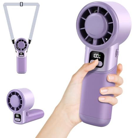 HONEYYEAR Portable Handheld Fan, 3 in 1 High-Speed Turbo Mini Fans, 3600mAh Rechargeable Personal Fan with LED Display,90°Foldable Small Pocket Fans for Travel/Commute/Outdoor, Gifts for Women Man