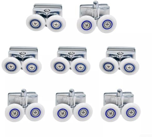 Duschtür-Hardware, 8 Stück, 23 mm, ABS-Rollen, Laufrollen, Ersatz-Set oben und unten für gebogene Schiebetüren