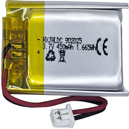 DC 3.7V 450mAh 902025 Batterie au Lithium polymère Rechargeable pour DIY 3.7-5v Produits électroniques avec 2 Fils intégrés de Remplacement de la Batterie et de la lumière LED