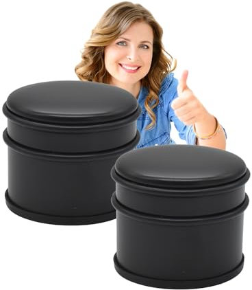Hochwertiger Türstopper ‚Boden aus Edelstahl Gummistopper Schwer, Rutschfest & Bodenschonend ohne Bohren & HLKauf-Block (2x Schwarz 9 x 7,5 cm & HLKauf-Block)