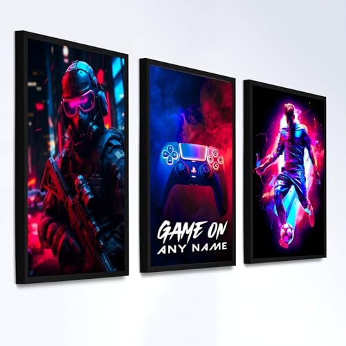 Personalised Gaming Prints Set of 3, Boys Bedroom Gamer Room Decor