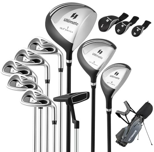 GOPLUS Ensemble Complet de Clubs de Golf pour Hommes, 3 Fairway, 5 Hybrides 1 Driver et 1 Sac Support, Bretelles Réglables, Clubs de Golf pour Hommes Main Droite (Vert)