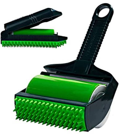 2 Stück Set Wiederverwendbare klebrige Fusselrolle Stick It Waschbar Silikon Tierhaarentferner mit Extra Reise für Haare Kleidung Autositze Teppich Möbel Grün