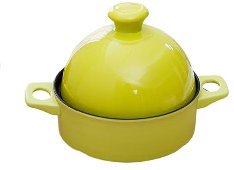 HAJHI 1,3L Tajine Marroqui Cerámica Cocción Lenta Tajina Asas Dobles Para Llama Abierta Gas Con Tapa Tajín Marroquí Uso Doméstico Amantes De La Comida(Verde)