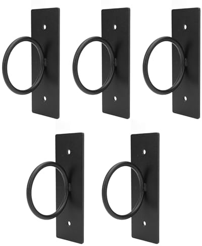 Bewinner Supports Décoratifs pour Cordes - Supports à Anneaux Tombants en Acier Inoxydable 304 Noir, Crochet Mural pour Plafond, pour Clôtures, Escaliers, Terrasses, Rampes, Plantes
