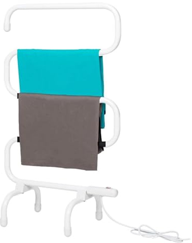 SkyFace Scaldasalviette Elettrico Basso consumo 65W, Scalda Asciugamani Elettrico da Bagno da Terra portasciugamani riscaldato Elettrico con Interruttore LED per Bagno, 80X45X32CM (White, 110V)