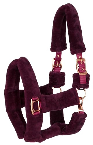 Start Halfter Plüsch mit Teddy-Kunstfell – weich gepolstert & verstellbar – Komfort Nylon Halfter für Pferde, robust, langlebig & pflegeleicht (Bordeaux, Cob (Vollblut))