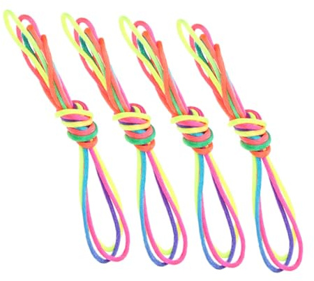FRCOLOR 4pcs Rainbow Cats Cradle String Hand Game for Finger Exercise Playthings for Fine Motor Skills Training and Safe Colored Finger Rope