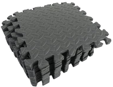 EVA-sammankopplade skumgolvplattor 12 st pusselträningsmatta 30 x 30 cm skyddande golvmattor för gym för hemträning, vikter, träning och yoga (svart)