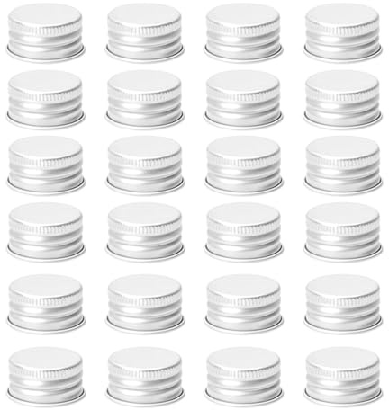 Bouchons Métalliques pour Bouteilles en Aluminium Argenté 100 Pièces | Joint Étanche, Couvercles de Rechange pour Contenants et Tasses, Fermeture à Vis, Aspect Transparent
