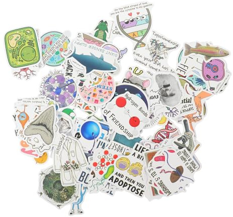 YARNOW 100pcs Portable Science Stickers for Laptop and Luggage Case, Paper Material No Fading, Novelty Decorative Designs for Anywhere You