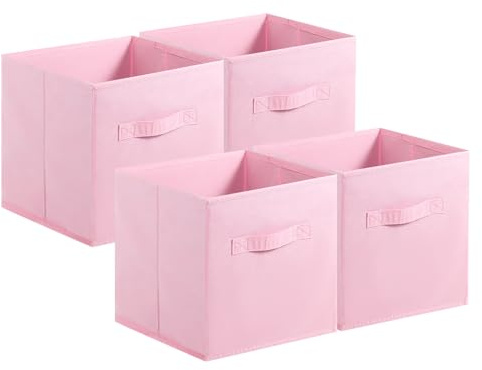 GFUEIGJ Cube Storage Boxes Foldable Storage Cubes Cube Storage Box with Handles Square Storage Boxes for Home Office Kids Room Closet Shelves (27x27x28cm,Pink)