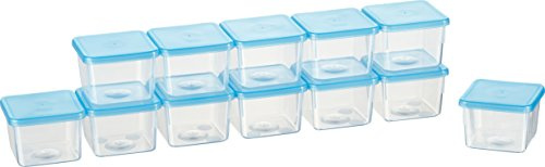 Kigima Mini-Gefrierdosen 12x0,08L rechteckig Hellbllau – Vorratsdosen mit Deckel luftdicht – Frischhaltedosen mit Deckel – Aufbewahrungsbox Küche für Mealprep & Organisation – Austrian Quality