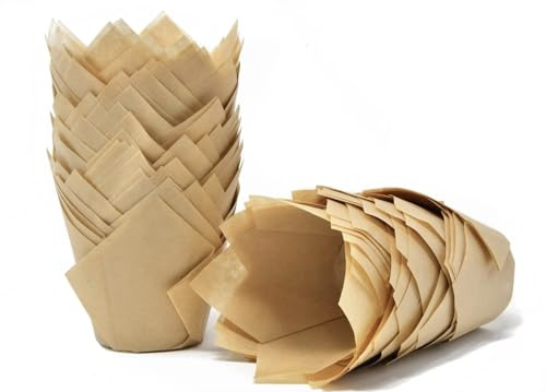 Bakery Direct 200 Muffin Cupcake Wrappers – Standard Tulip Cases, Caramel Light Brown Baking Cups