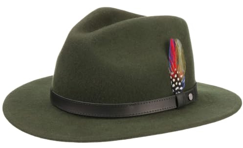 Stetson Yutan Ullhatt Damer/Herrar - herrhattar filthatt regnhatt med läderband Sommar-Vinter Vår Sommar Höst Vinter - S (54-55 cm) mörkgrön