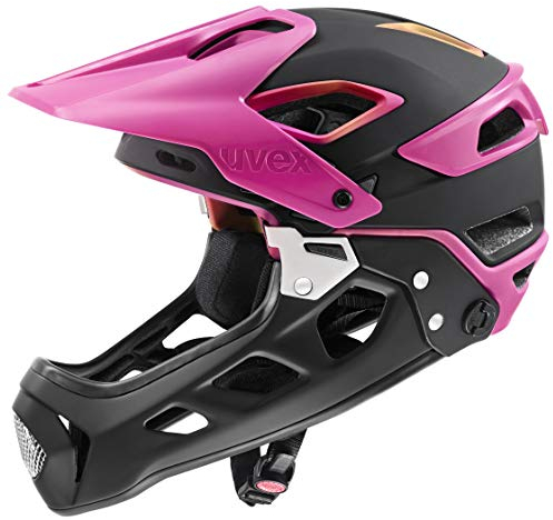 uvex jakkyl hde 2.0 - sicherer MTB-Helm für Damen und Herren - optimale Passform - abnehmbarer Kinnschutz - future black matt - 52-57 cm