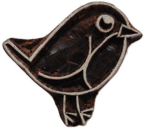Pilgrims Fair Trade Bird Robin Shaped Indian Hand Carved Wooden Printing Block Stamp