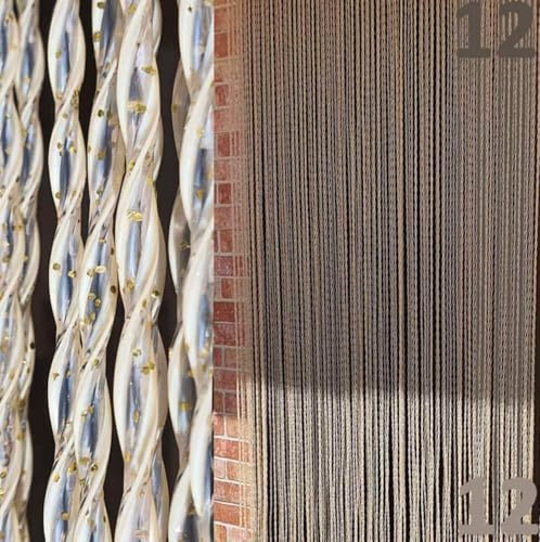 BricoShopping® Cortina mosquitera Mod.C de Hilos de PVC Ajustable Mosquitera para Puerta Ventana Exterior Entrada balcón Caravana antimoscas sombreante (100x220, 12 Beige Glitter)