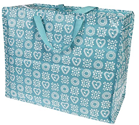 Große Aufbewahrungstasche mit Reißverschluss, robust und langlebig, 55 x 48 x 28 cm, 70 l, Design wählbar (blaue Freundschaft)