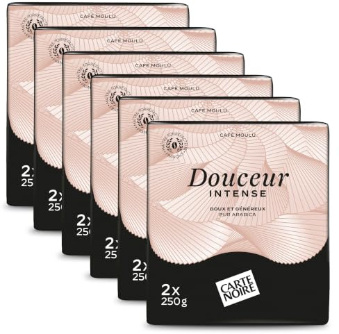 CARTE NOIRE - Cafe Moulu Carte Noire Douceur Intense - Moulu Arabica - Café Doux Et Delicat - Lot De 12 X 250 G - Fabrique En France