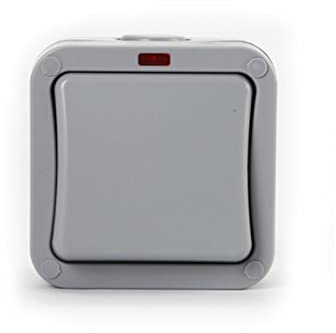 Interruptor resistente a la intemperie Interruptor de luz IP65 Interruptor individual para de polvo Caja de enchufes de polvo gris para exteriores Jardín al aire libre Baño Taller Balcón-1 Gang