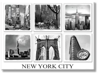 New York City berühmte Sehenswürdigkeiten BW – New York City Sehenswürdigkeiten Souvenir Kühlschrankmagnet NYC Kühlschrankmagnet – New York Sehenswürdigkeiten, Cooles Sammlerstück, Andenken Geschenk