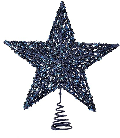 Regency International Weihnachtsbaumspitze mit Pailletten, Perlen und Glitzerstern, 13 Höhe, Blau