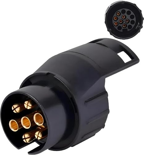 Double Dragon, 7 Pin to 13 Pin Towing Adaptor; 7 Pin to 13 Pin Trailer Adapter; For Trailer Caravan Truck Bike Racks; 7-Pin To 13-Pin Towbar Towing Socket Plug Adapter Converter Connector