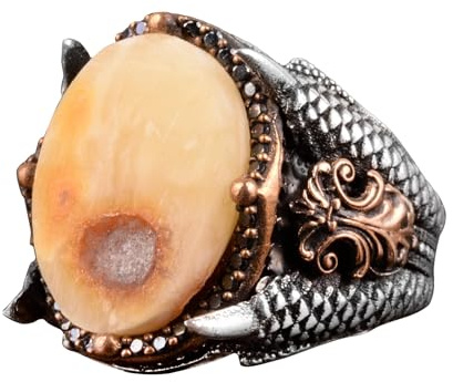 KAMBO Äkta naturlig bärnstensring örn klo ring 925 sterling silver ring för män ädelsten bärnsten ädelsten bärnsten