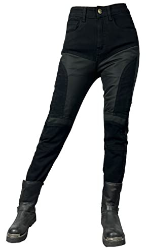 HOMDECR Pantalon De Motard Pour Femme Pantalon De Moto Avec Coussinets De Protection 4X Filet D'été Ventilé Pantalon De Moto Respirant Genouillères Réglables De Haut En Bas (L)