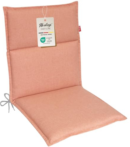 Herlag Polsterauflage Bea Niederlehner 100x50x4,5cm | Wasserabweisende Gartenstuhlauflage Fleckschutz | Bequeme Camping Sitzauflagen | Pflegeleichte Easy-Line | Öko Tex 100 | 1 Polster | Korall