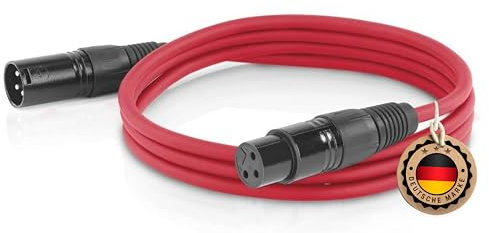 ETEC, cable XLR, de micrófono, conector a conector, cable de extensión, rojo, 3,00 m