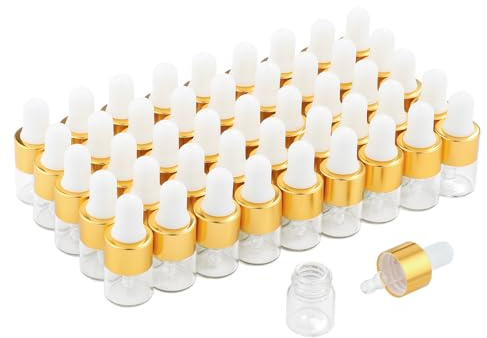 Parfumlism 1ml Pipettenflaschen, 50er Pack Mini Tropfflaschen mit Pipette, Probenbehälter für Aromatherapie, Kosmetik, Makeup und ätherische Öle