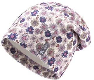 Sterntaler Beanie bedruckt mit Blümchen für Mädchen - Baby und Kinder Mütze aus Mischgewebe