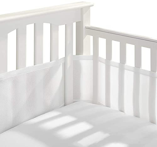 Bizcasa 2 Stück Bettumrandung Babybett,Babybett Umrandungen Breathable Netzgewebe Umrandungen,4-Seitiges Netzfutter für Kinderbetten-Verstellbar,Abnehmbar -340cmx30cm + 160cmx30cm