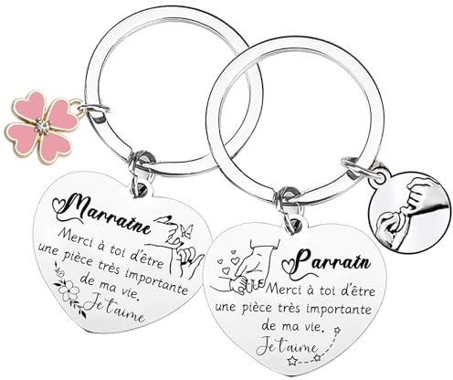 Lumengqi Cadeaux de Noël pour Parrain Marraine 2 Porte-clés Cadeau Parrain Marraine Demande Cadeau Annonce Naissance Baptême Communion Surprise Noël