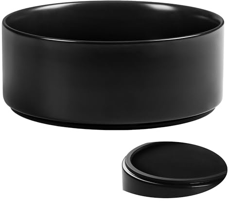 Kitwinney Großer Hundenapf, rutschfest, schwere Keramik, Futter- und Wassernapf mit Silikonboden, 20,3 cm, für kleine, mittelgroße und große Hunde, Schwarz, 20,3 cm